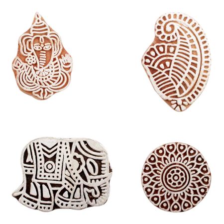 Set of 4 Piece New Mix Wooden Printing Block